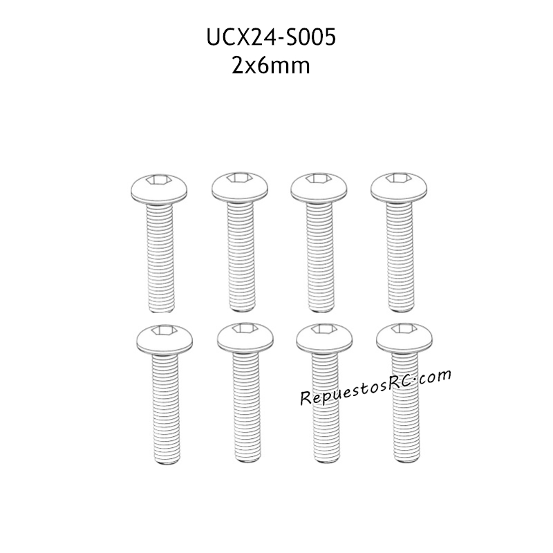 UDIRC UCX2402 Piezas 2x6mm Tornillo Hexagonal de Cabeza Cil&iacute;ndrica para M&aacute;quinas UCX24-S005