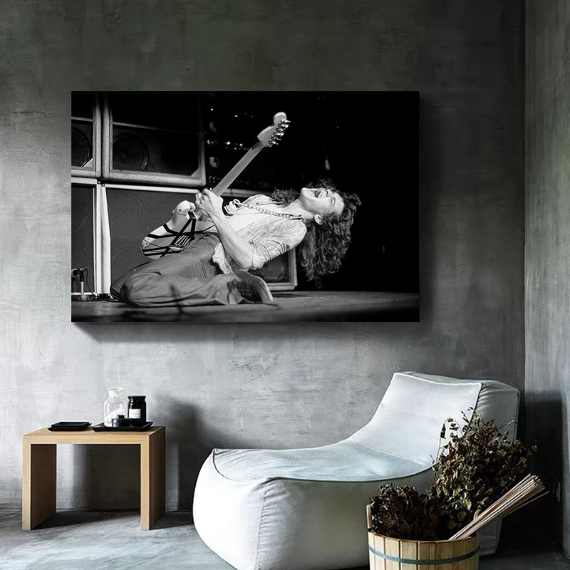 Eddie Van Halen Black And White Canvas Wall Art