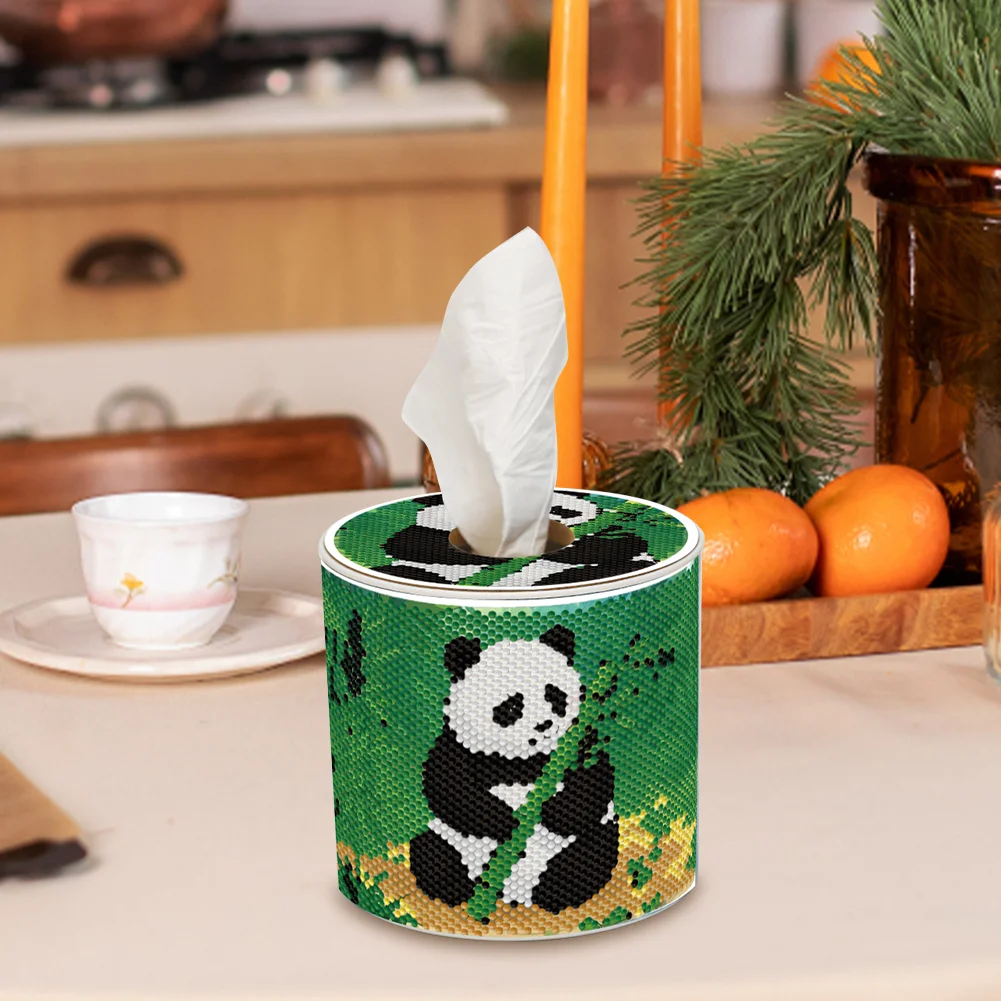 Bamboo DIY Diamond Painting Handmade Tissue Holder Rhinestones Decor Tissue Box