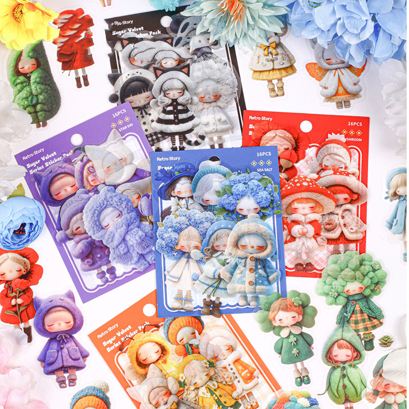 PET 스티커 - 캔디 벨벳 시리즈 카와이 귀여운 인형 캐릭터