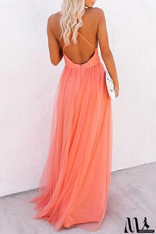 MidiSono - V Neck Backless Maxi Dress