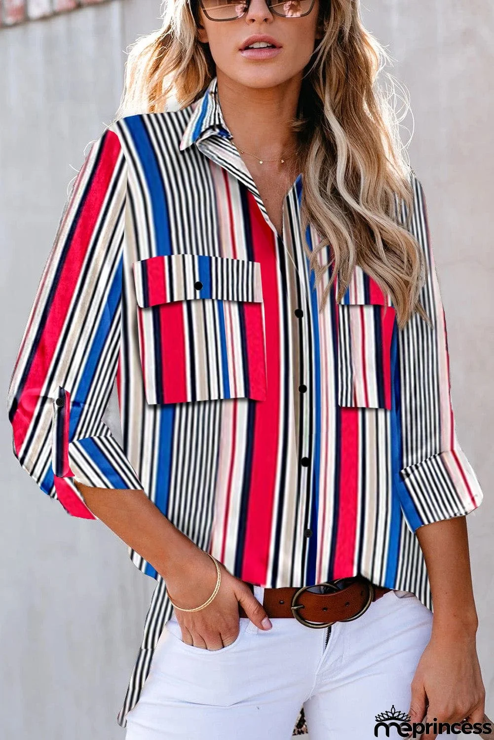 Striped Modern Shirt with Pockets