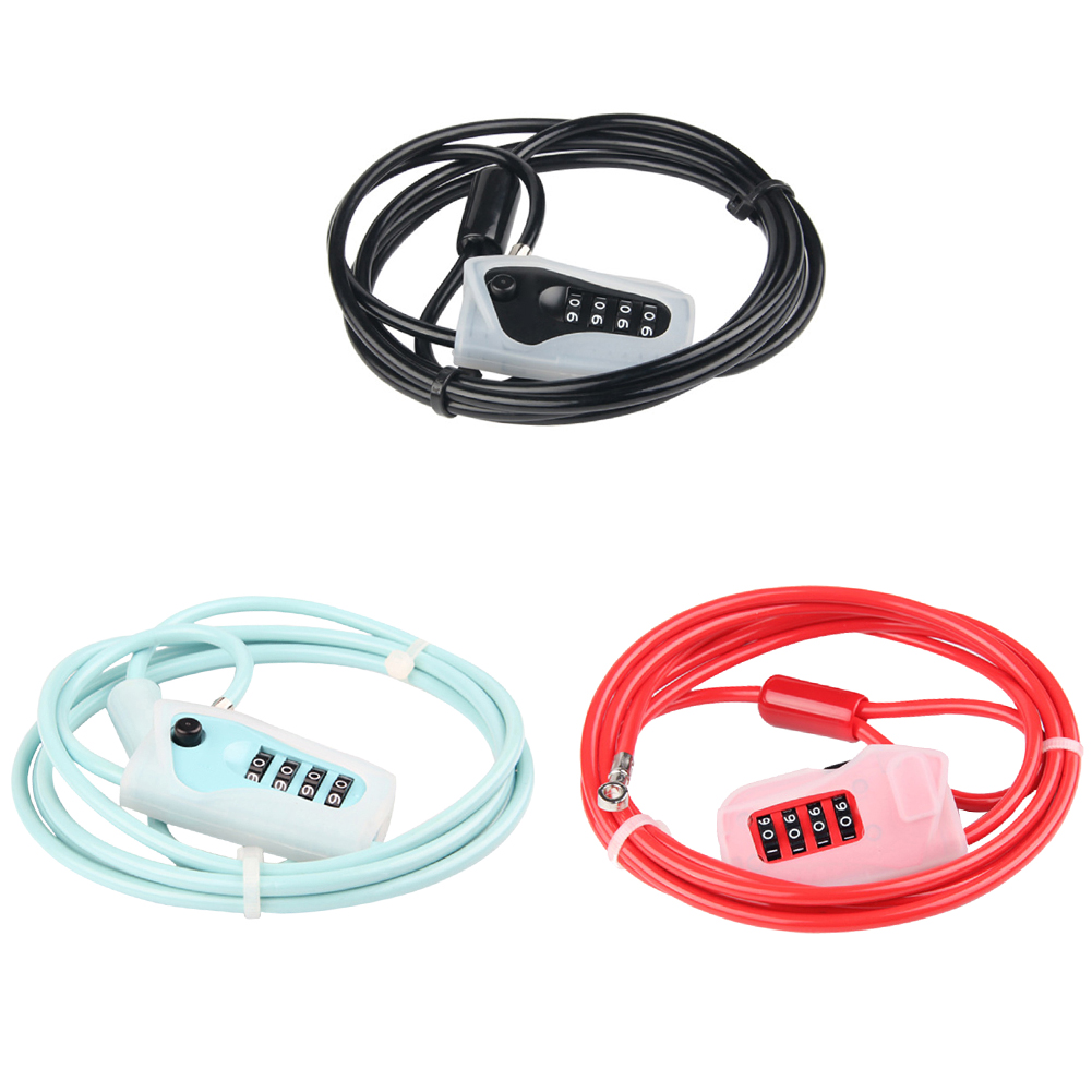 

4-Digit Code Universal MTB Bike Cable Locks Anti-Theft Security Wire Lock, Black, 501 Original