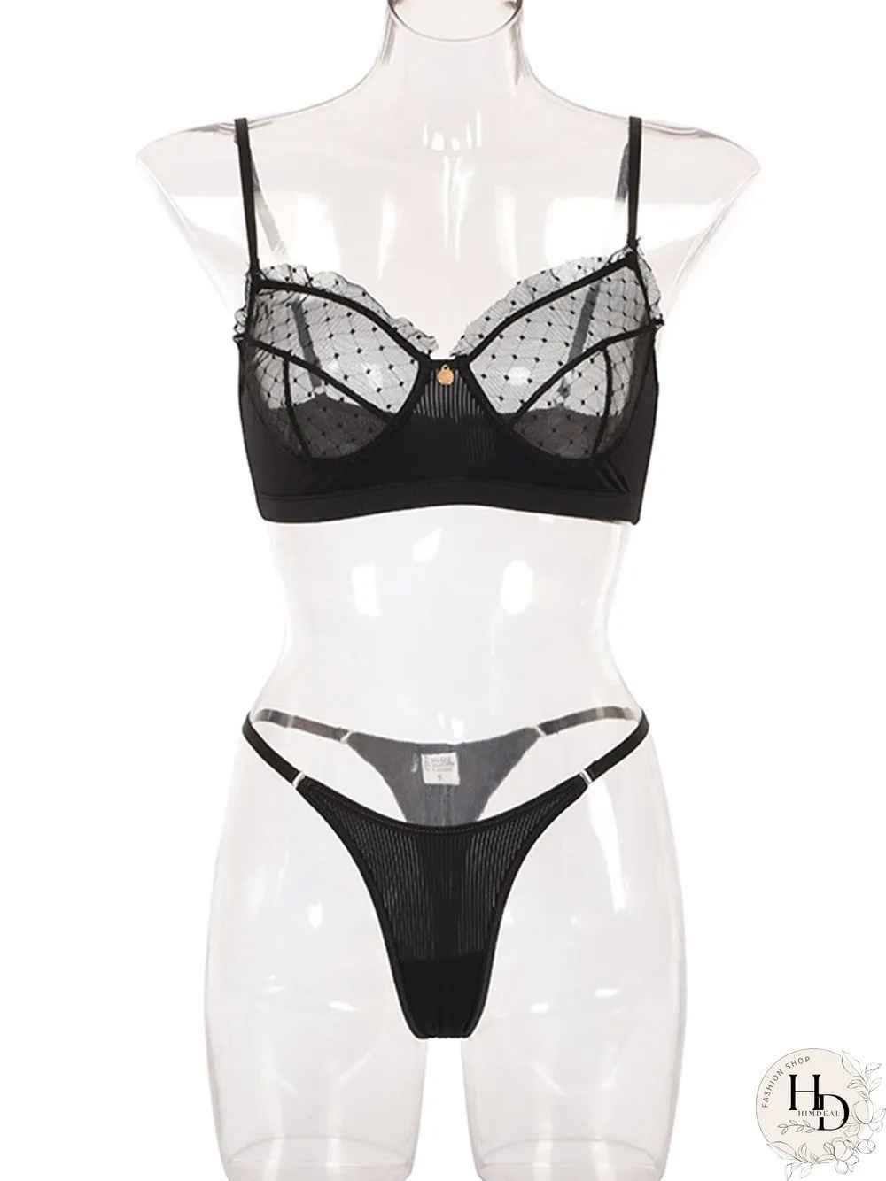 Lace Mesh Eyelashes Lace Sling Lingerie Set