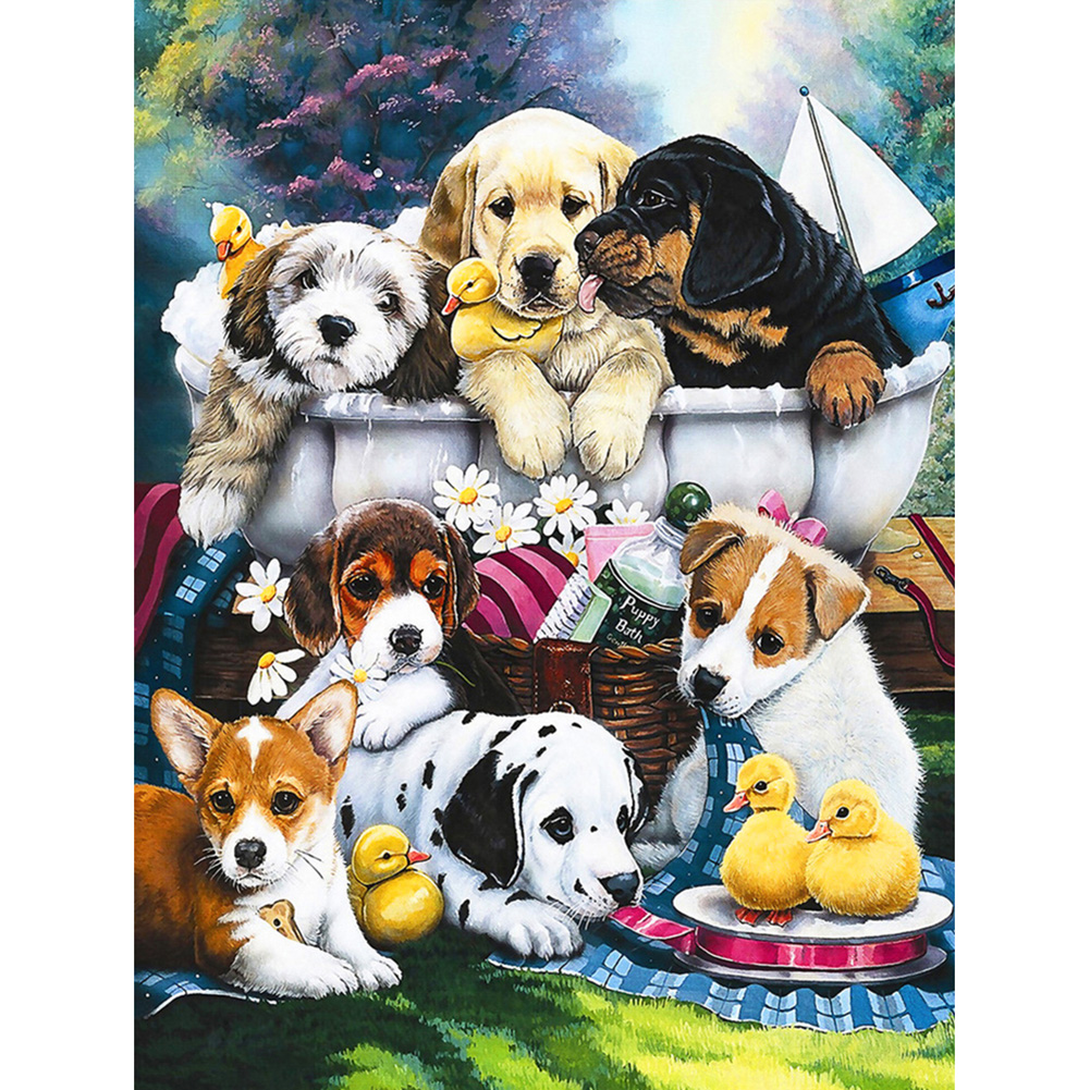 

Puppies - Round Drill Diamond Painting - 40*30CM, Round diamond 30*40cm, 501 Original