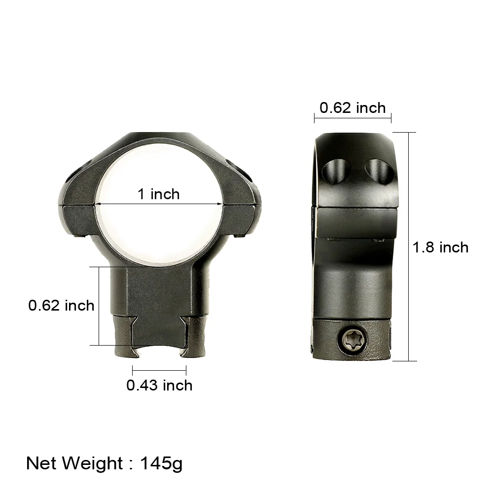ohhunt® 25.4mm 30mm Diameter 11mm Dovetail Steel Scope Rings Mount Med High Profile