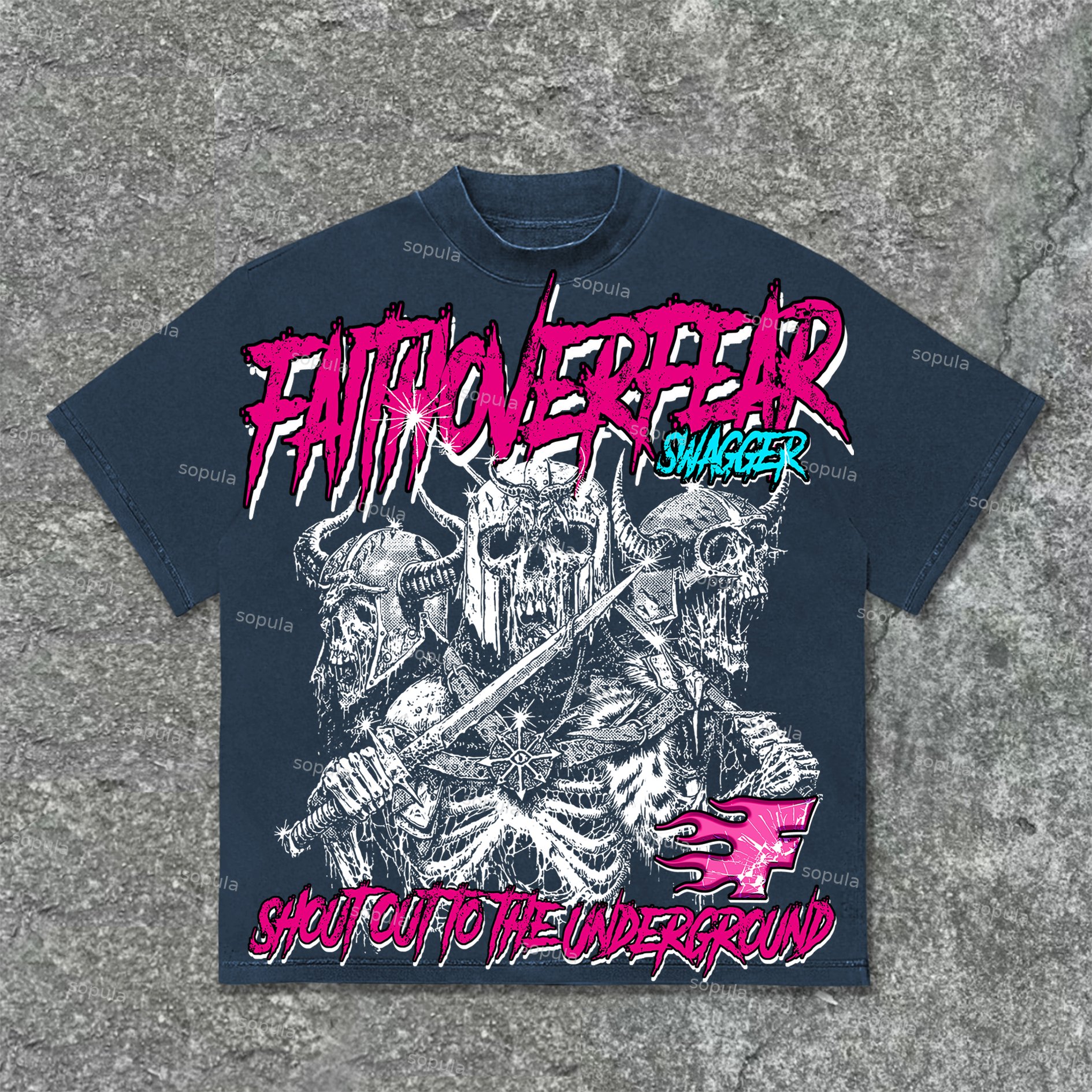 Sopula Skull Knight Faith Over Fear Graphic Print Cotton T-Shirt