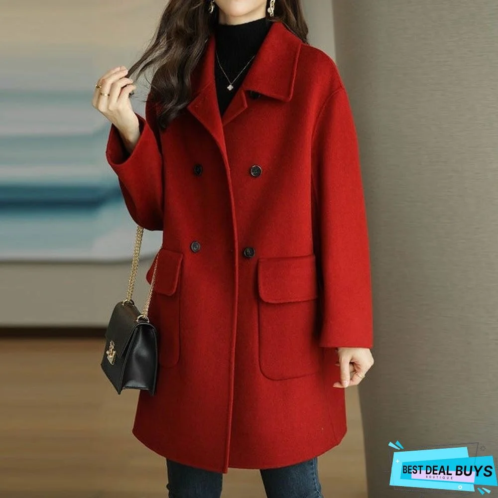 Thickened and Slim Woolen Coat In Autumn and Winter