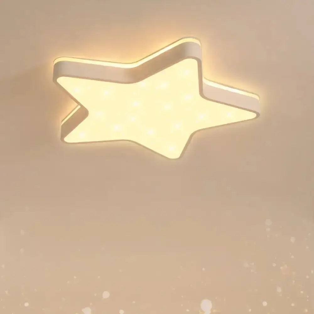 Cartoon Star Led Flush Mount Ceiling Light For Children&rsquo;s Bedroom In Warm/White (Pink/Blue/White)