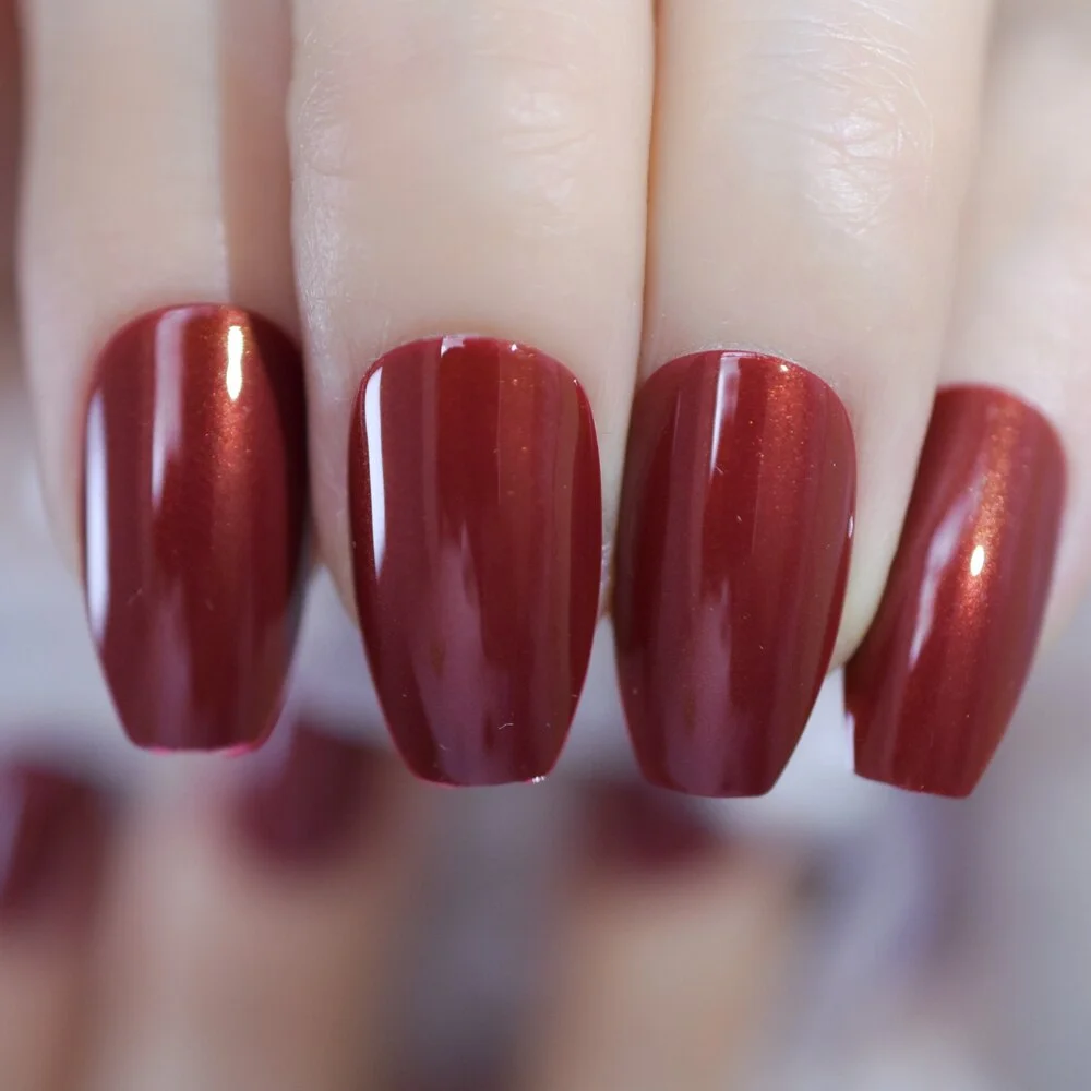 Rose Gold 24 Full Cover False Nails Gorgeous Glitter Ballerina Acrylic Nail Tips 12 sizes Full Coverage DIY Tips with Adhesive-Nail Inspo