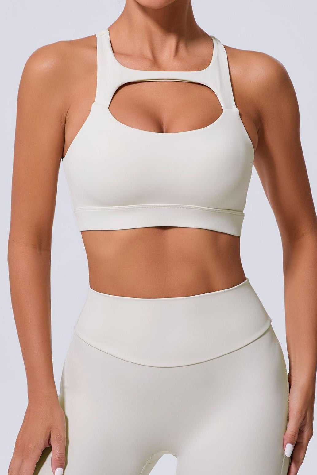 Cutout Front Crossover Back Sports Bra
