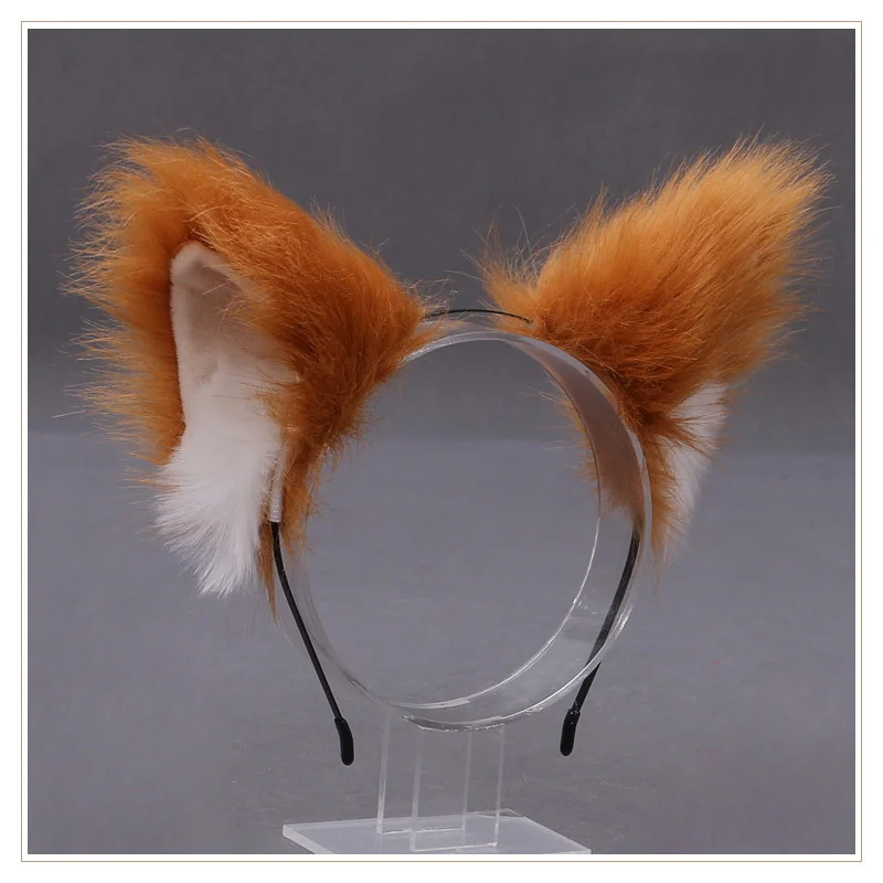 Billionm OJBK Fox Ear Headband Anime Cosplay Beast Ear Wolf Ears Girls Kawaii Handmade Plush Animals Hair Hoop Cute Cat Hair Accessories