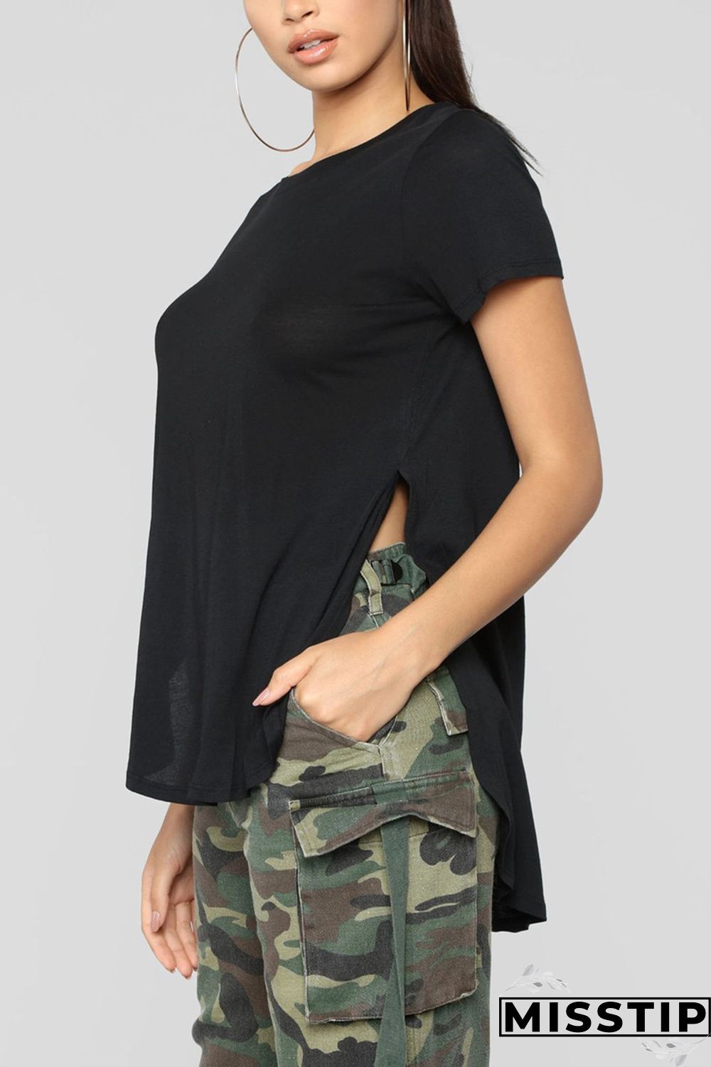 Gray Fashion Casual O Neck Short Sleeve Regular Sleeve Regular Solid Tops