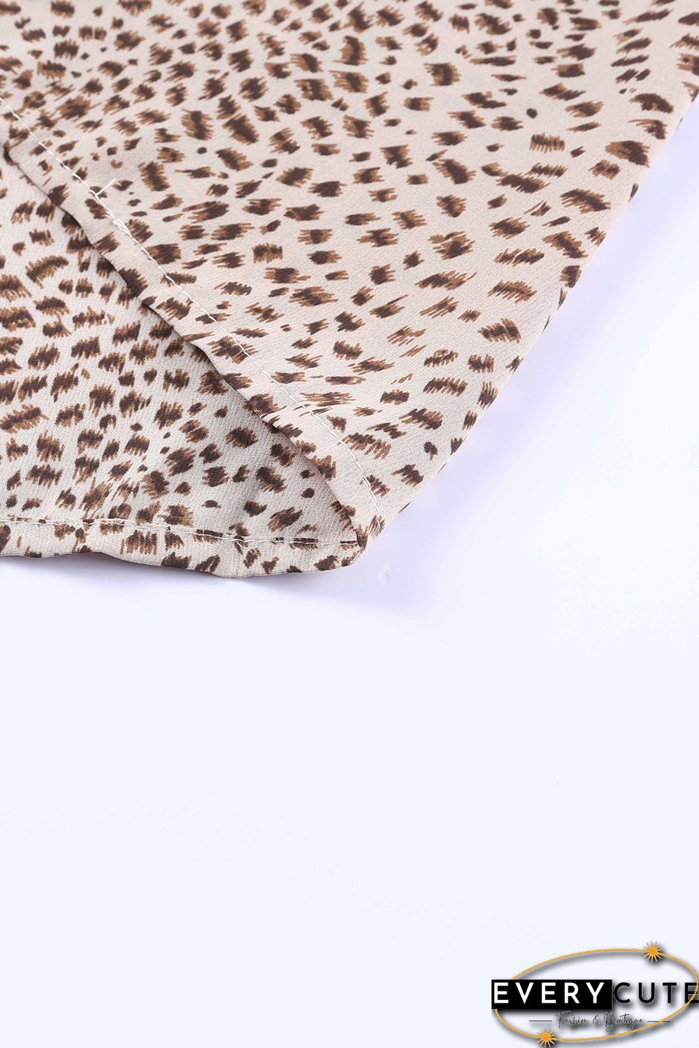 Apricot Animal Print Shirred Cuff Lantern Sleeve Cardigan