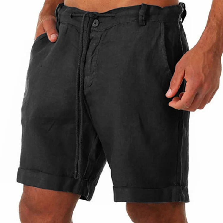 BrosWear Men's Cotton Linen Loose Casual Sports Shorts