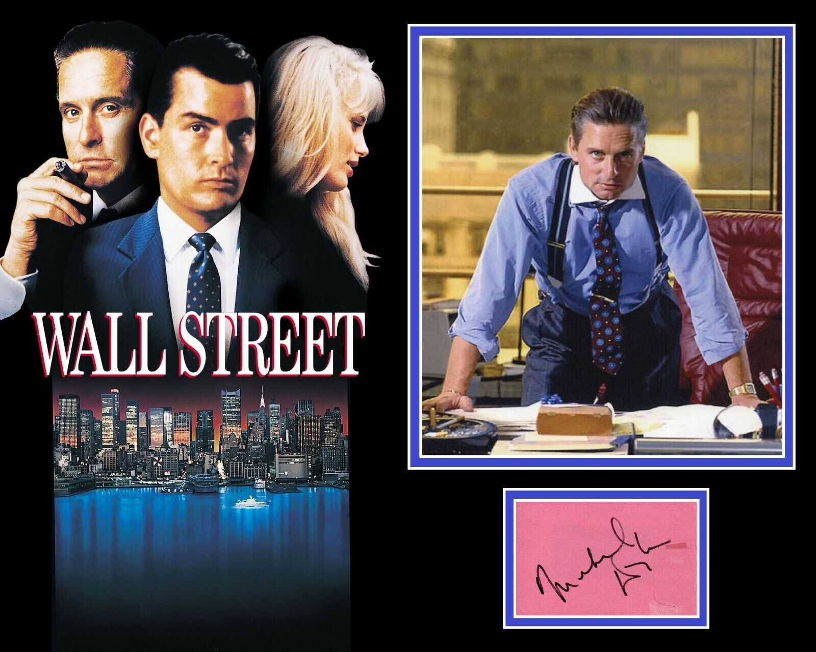 MICHAEL DOUGLAS SIGNED WALL STREET Photo Poster painting MOUNT UACC REG 242