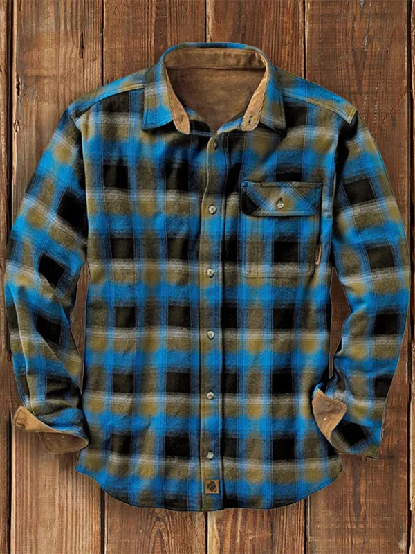 Men's Plaid Casual Versatile Long Sleeve Shirt