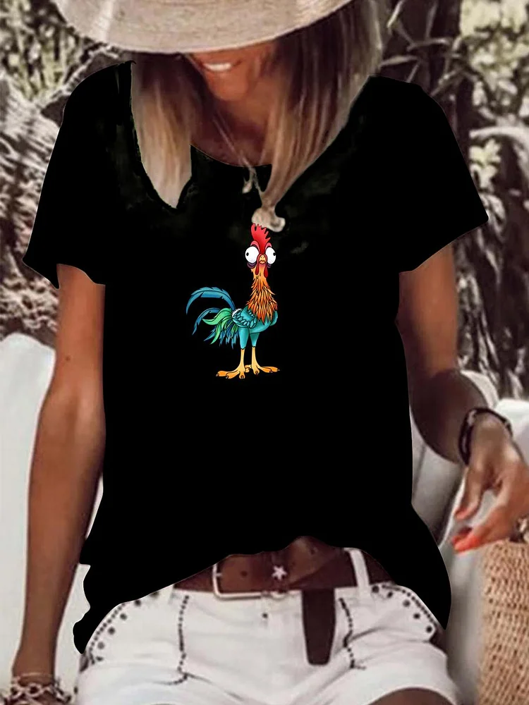 Funny Chicken Raw Hem Tee