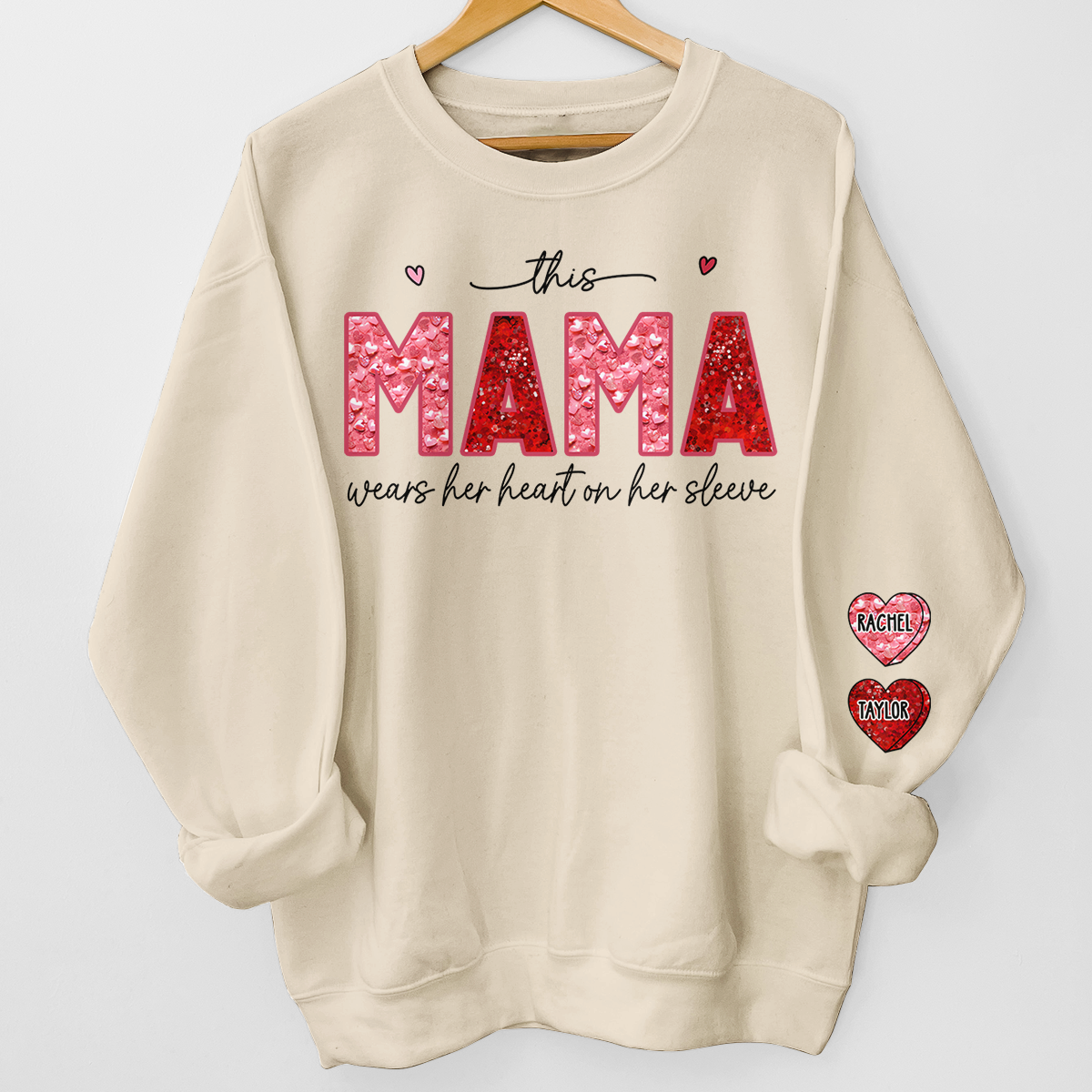 Loveyoufancy Loveyoufancy Best Grandma In My Heart - Family Personalized Custom Unisex Sweatshirt With Design On Sleeve（Printed style）