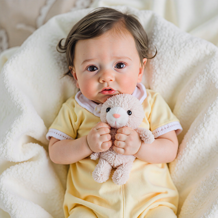 [New] 20" Reborn Newborn Silicone Vinyl Body Doll Girl Novisa with Brown Hair,Best Gift for Children