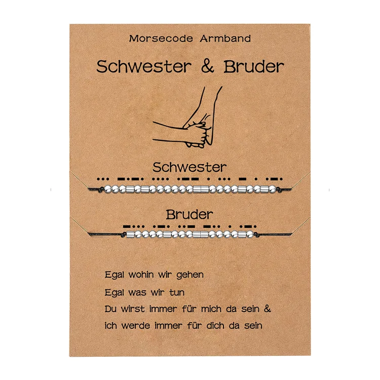 Kettenmachen Familie Morsecode Armbänder Set-Schwester & Bruder-Geschenk mit Nachrichtenkarte