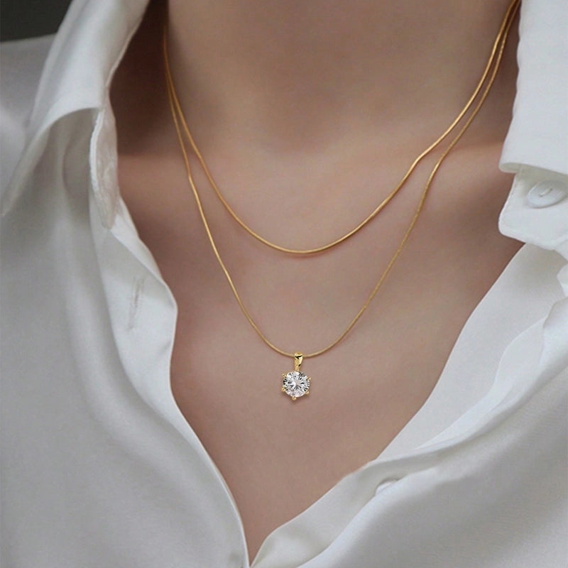 Copper 16K Real Gold Geometric Pendant Necklace