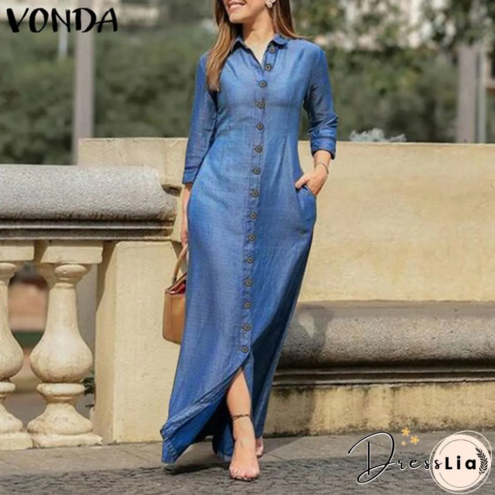 Vonda Color Womens Shirt Dress Spring Fall Long Sleeve Button Down Lapel Collar Midi Plus