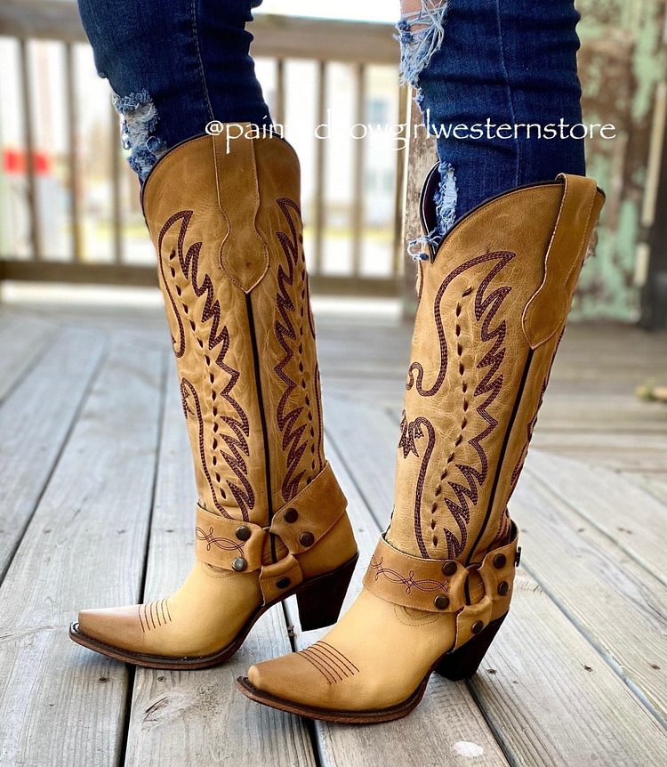 Women's The Vagabond Harness Mustard Snip Toe Western Boots