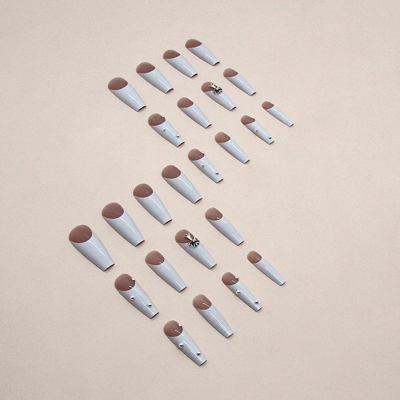 Churchf Churchf White French Croo Sweet Cool Spice Girl Nail Flash Fake Nails Ins Wind Wear Armor