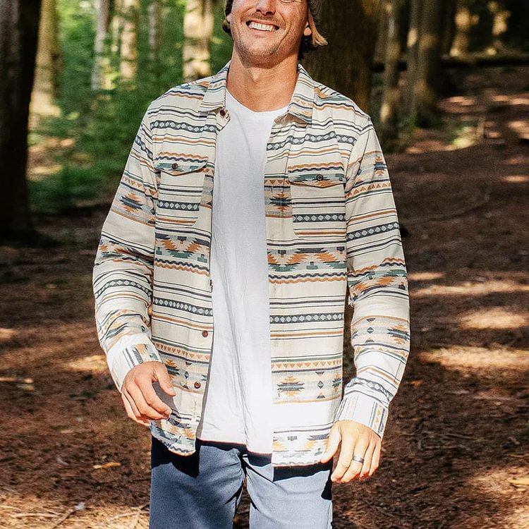 Ethnic print comfortable outdoor men's shirt