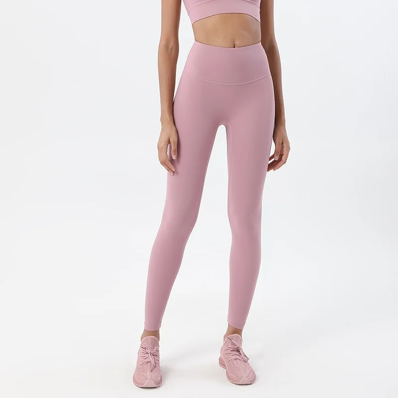 Uveng SOISOU Tights Women Nylon Yoga Pants High Waist Leggings Sport Women Fitness Elastic Sweat Pants For Women Leggings 2022 6 Color