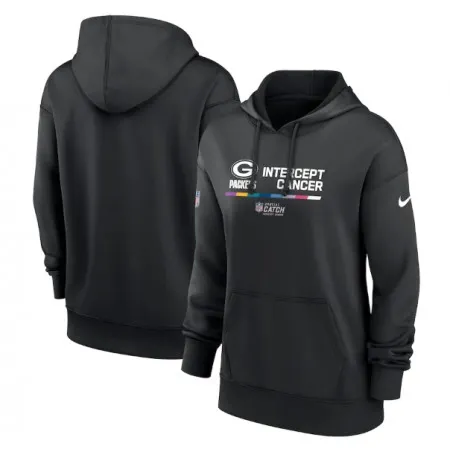 Women's Green Bay Packers 2022 Black NFL Crucial Catch Therma Performance Pullover Hoodie(Run Small)