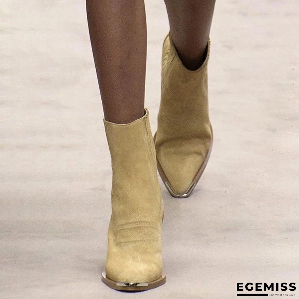 Chunky Heel Pointed Ankle Boots | EGEMISS