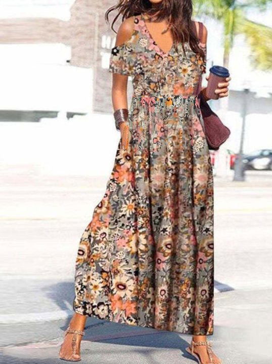 Floral Vacation Short Sleeve Knit Dress