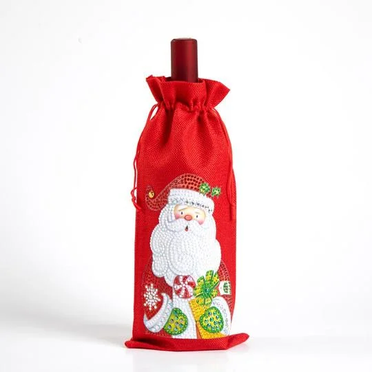 DIY Diamond Painting Xmas Wine Bottle Bag - Santa Claus