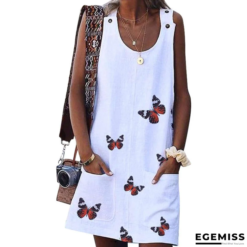 Butterfly Printed Sleeveless Dress | EGEMISS