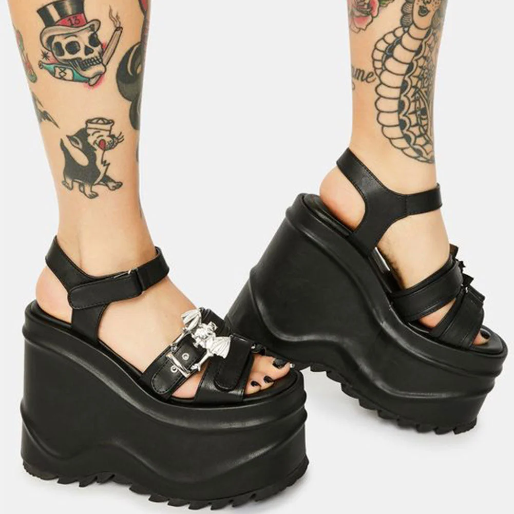2021 Luxury Brand Design Big Size 43 Fashion INS Gothic Cosplay Chunky Platform Sandals High Heels Summer Wedges Shoes Women
