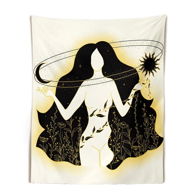 Psychedelic mushroom woman Tapestry Wall Hanging Mental health art Hippie decor Fungi woman Bohemian feminine Tapestry wall art