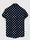 Royal Blue And Black Polka Dot Printing Men's Short Sleeve Shirt