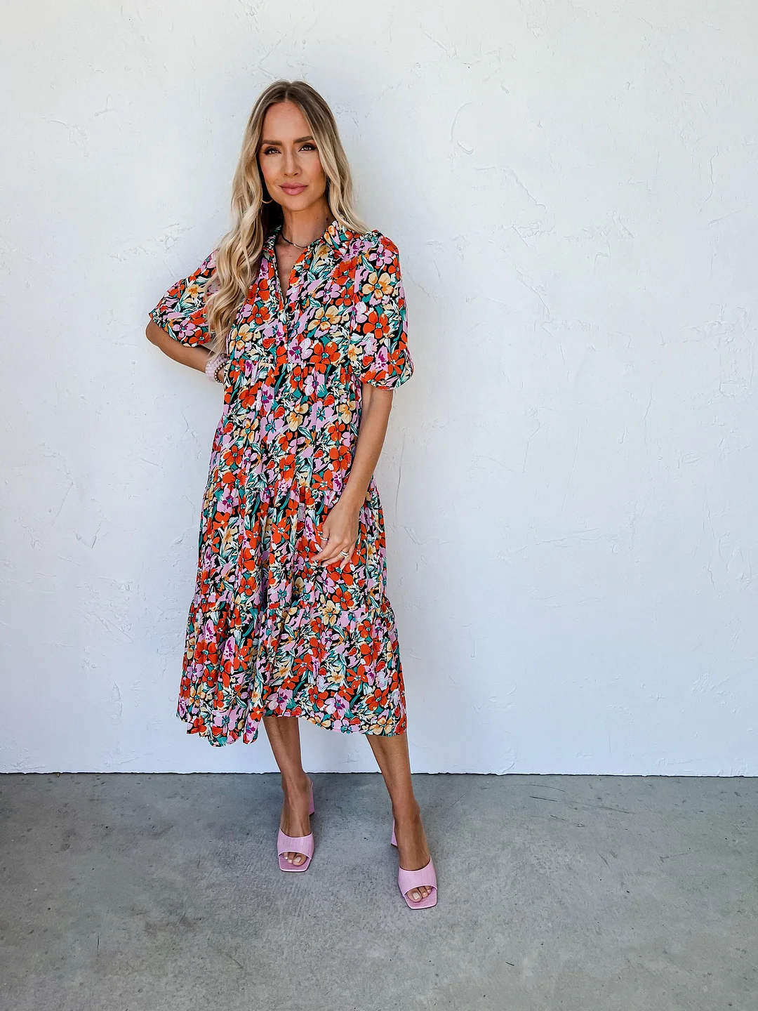 Ever So Sweet Floral Tiered Midi Dress