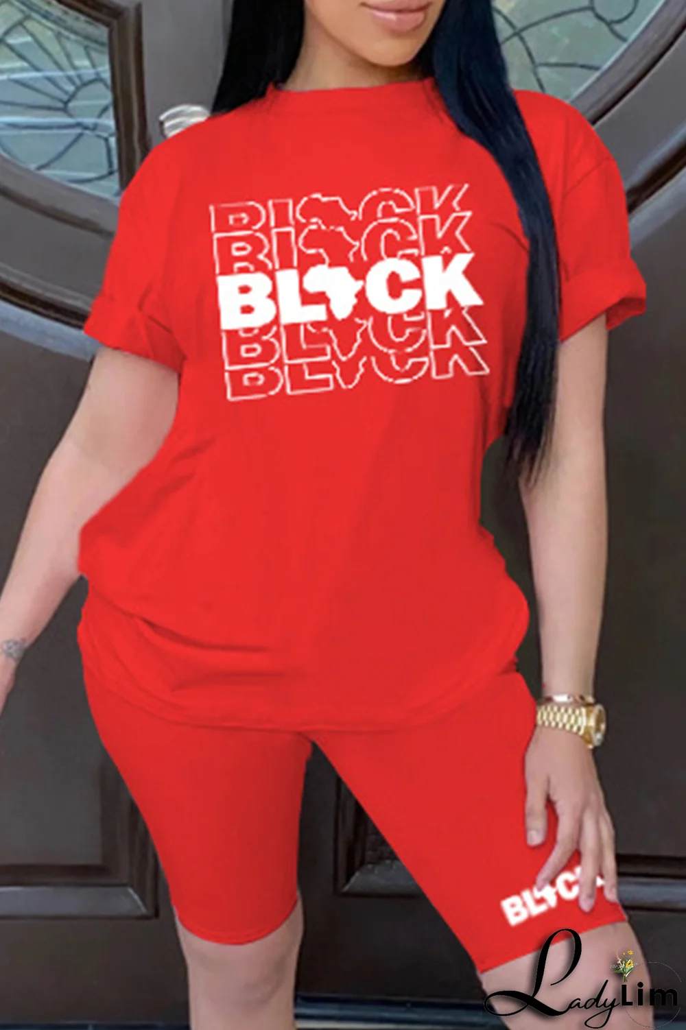 Purple Fashion Print Patchwork O Neck Short Sleeve Two Pieces