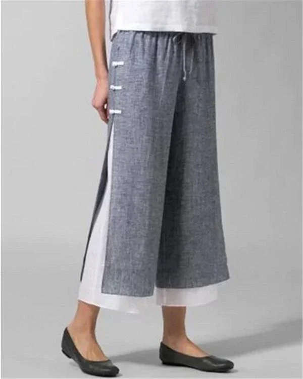 cotton pants plus size casual wide leg linen pants p118436