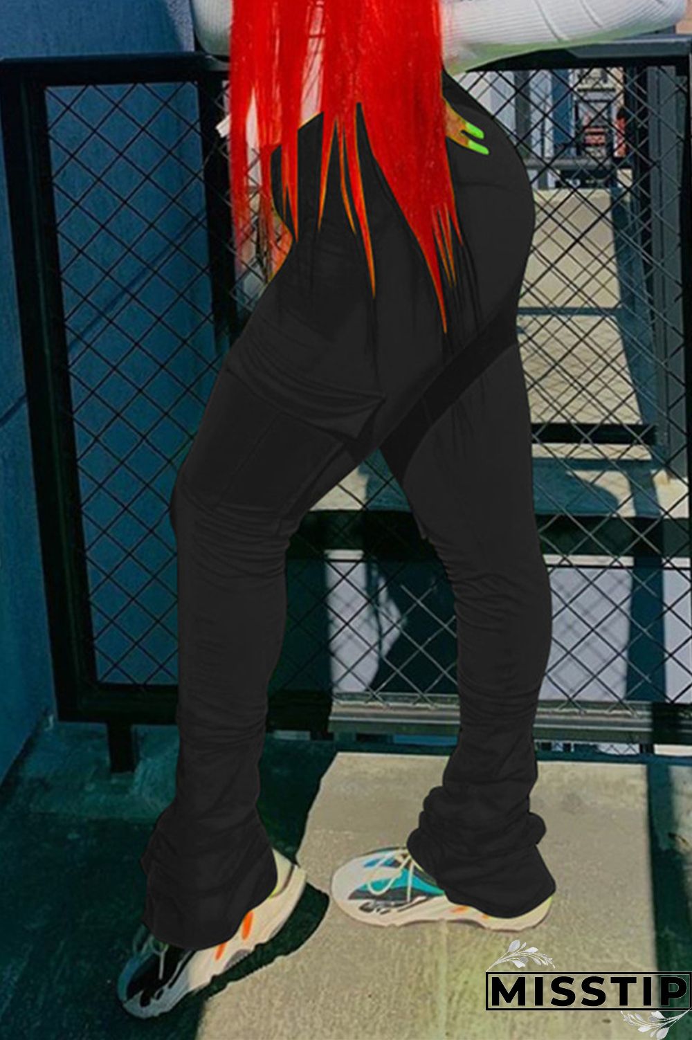 Orange Fashion Casual Pleated Sports Trousers