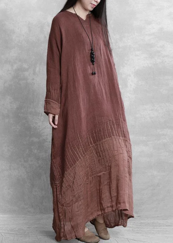Brand set dress retro chocolate long skirt new loose robe