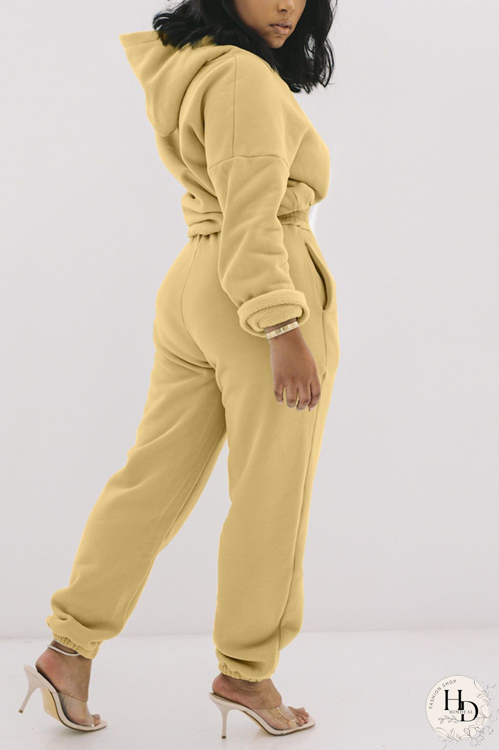 White Fashion Casual Solid Basic Hooded Collar Long Sleeve Two Pieces