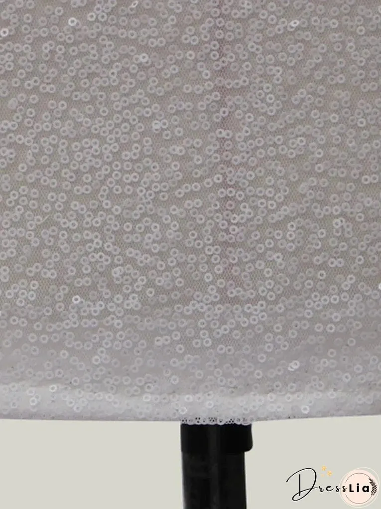 Womens White Sequined Mini Dress-Elegant Fashion-Slim Club-Prom Party-Ladies