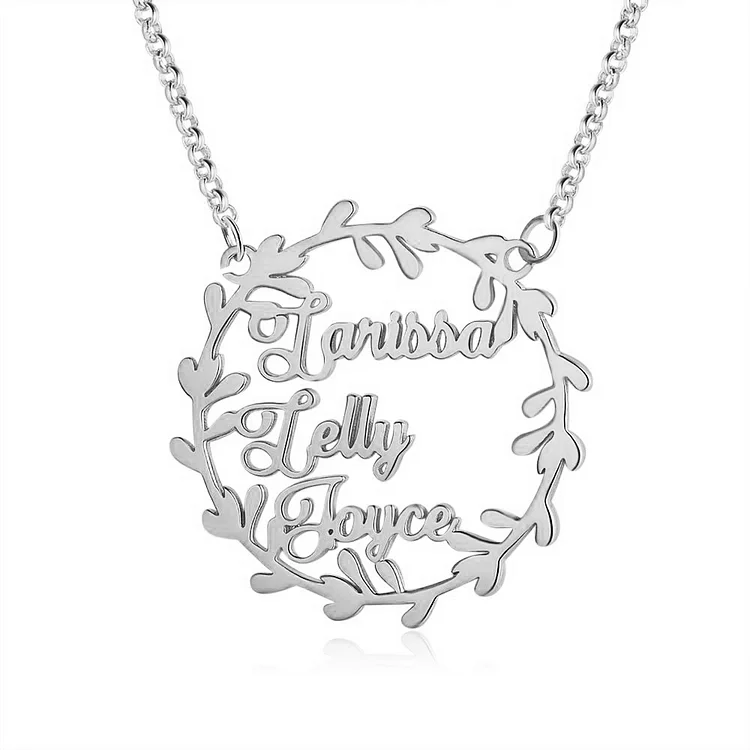 Christmas Wreath Name Necklace Personalized 3 Name Necklaces