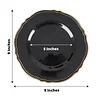 10 Pack | 9" Black / Gold Scalloped Rim Plastic Dinner Plates, Disposable Party Plates