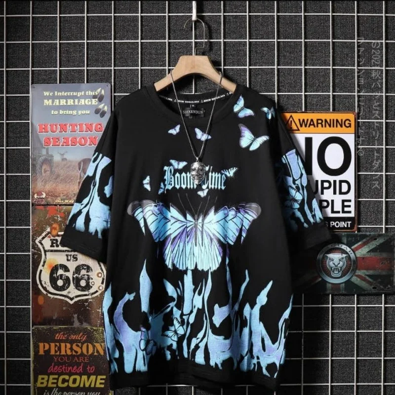 Butterfly print trendy T-shirt Techwear Shop