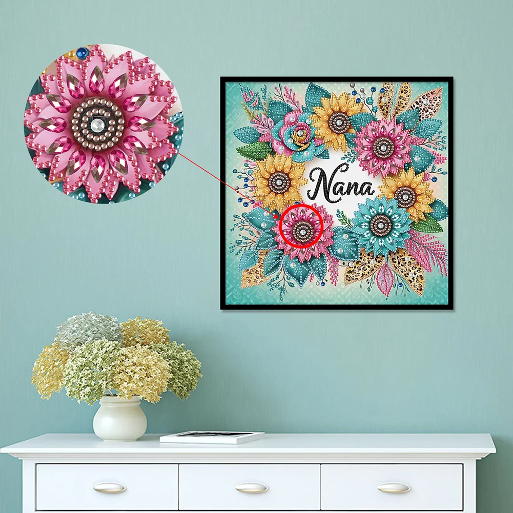 Diamond Painting - Partial Special Shaped Drill - Sunflower Wreath(Canvas|30*30cm)